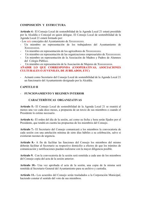 reglamento del consejo municipal de la agenda local 21 del ...