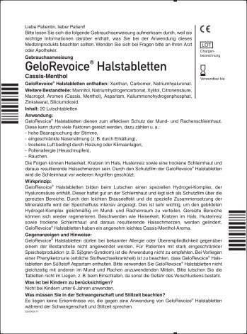 Beipackzettel GeloRevoice ® Halstabletten Cassis-Menthol