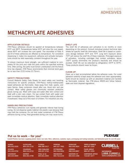 Methacrylate Adhesives - ITW Plexus Adhesives - Curbellplastics.com