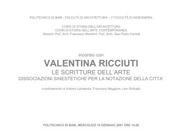 VALENTINA RICCIUTI - Architettura e Urbanistica - Politecnico di Bari