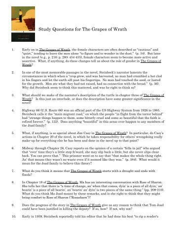 Study Questions for The Grapes of Wrath (pdf)