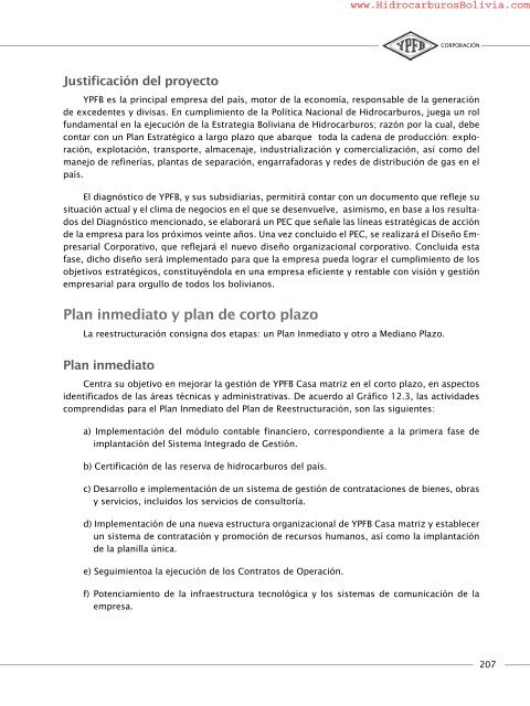 YPFB corporaciÃ³n PLAN DE INVERSIONES 2009 - 2015