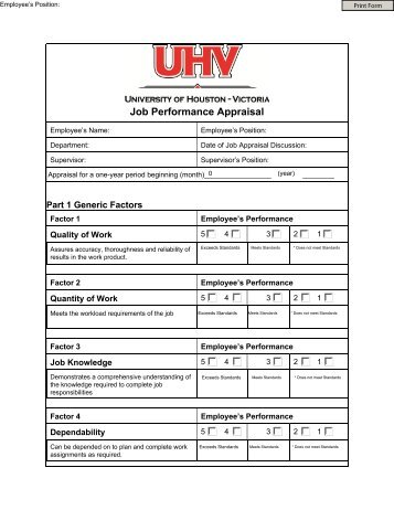 Job Performance Appraisal (Form B)