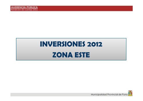 Zona Este - Municipalidad Provincial de Puno