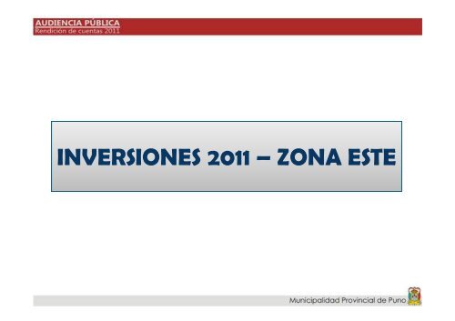 Zona Este - Municipalidad Provincial de Puno