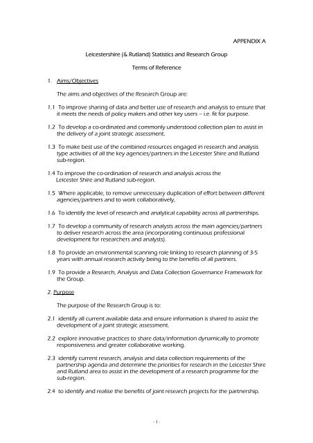 Appendix 1 - SARCOG Supplementary Report - Leicestershire ...