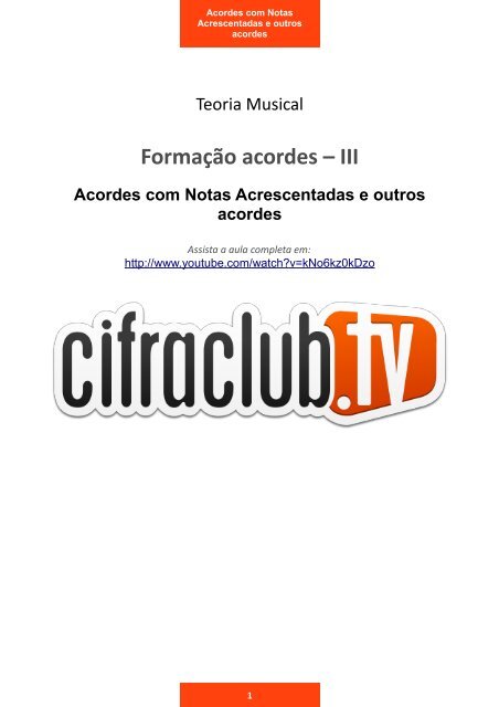 Formacao Acordes Iii Cifra Club