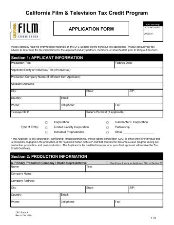 Application - Modified Form - California Film Commission - State of ...