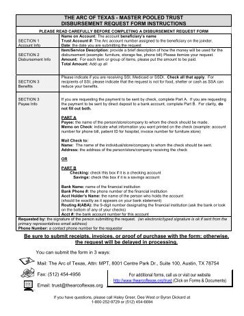 Disbursement Request Form Instructions - The Arc of Texas