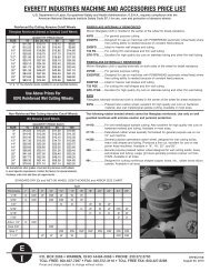 EVERETT INDUSTRIES MACHINE AND ACCESSORIES PRICE LIST