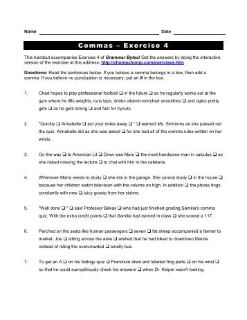 Commas â Exercise 4 - Grammar Bytes!