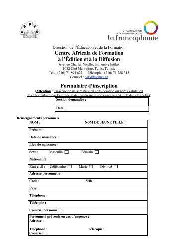 Formulaire de candidature (pdf) - Organisation internationale de la ...