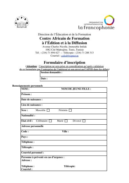 Formulaire de candidature (pdf) - Organisation internationale de la ...