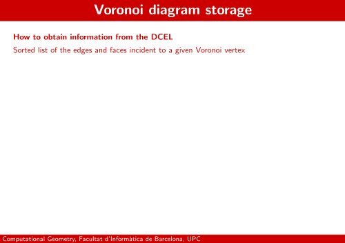 STORING THE VORONOI DIAGRAM - UPC