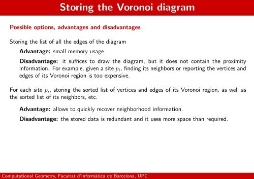 STORING THE VORONOI DIAGRAM - UPC