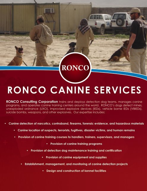 RONCO CANINE SERVICES - RONCO Consulting Corporation