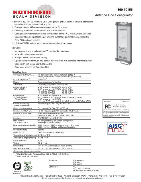 Antenne Panneau Kathrein Scala BP6-848N - 806-894 MHz - UHF - Ouvert Jamais Installé