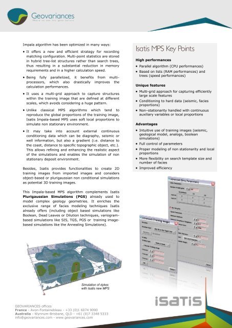 Isatis Multiple-point Statistics (MPS) - Geovariances