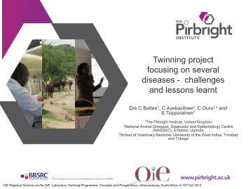 Twinning project focusing on several diseases ... - OIE Africa