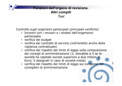 Funzioni dell'organo di revisione. Art. 239 Tuel - Associazione ...