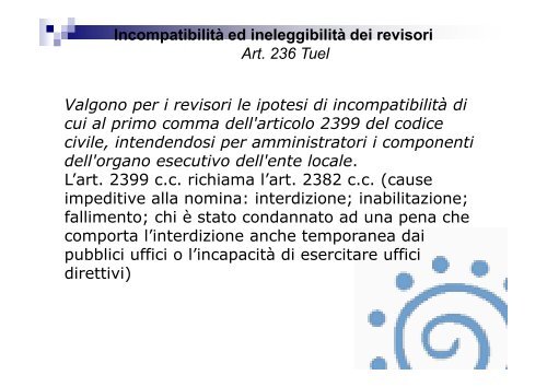 Funzioni dell'organo di revisione. Art. 239 Tuel - Associazione ...