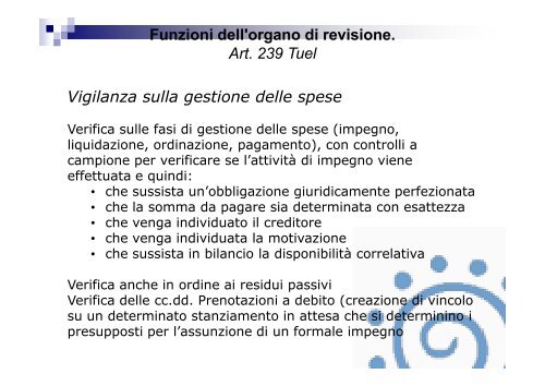 Funzioni dell'organo di revisione. Art. 239 Tuel - Associazione ...