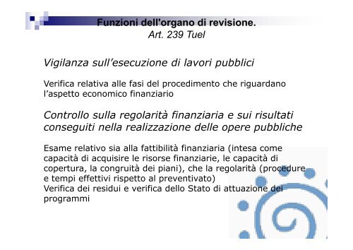 Funzioni dell'organo di revisione. Art. 239 Tuel - Associazione ...