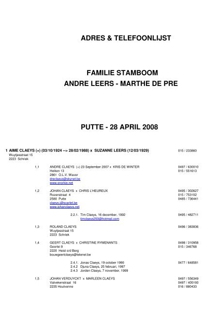 familiestamboom claeys_leers_28april2008 - dit is de website van ...