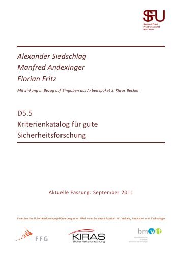 Kriterienkatalog guter Sicherheitsforschung - European Security ...