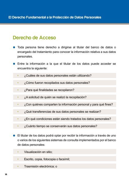 El Derecho Fundamental a la Protección de Datos Personales