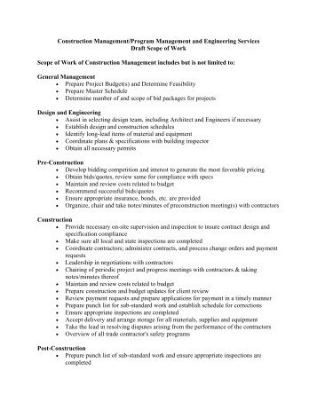 Request for Qualifications and Scope of Work