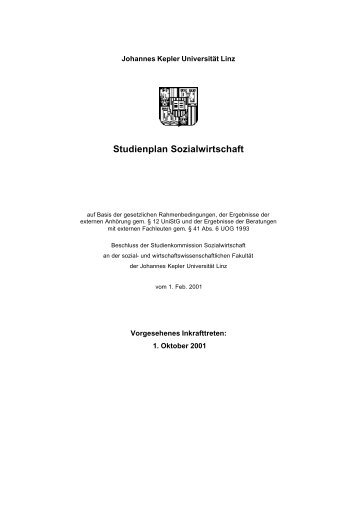 Studienplan Sozialwirtschaft - JKU