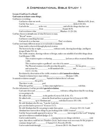 Dispensational Biblical Worksheet - Grace Teaching