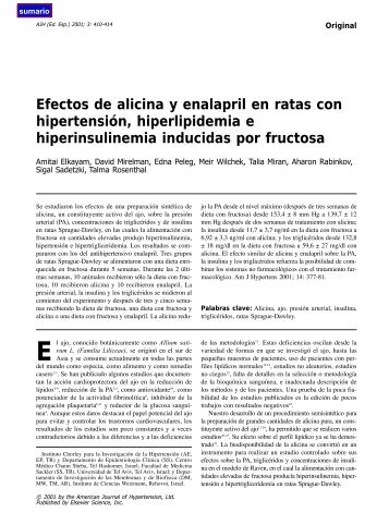Efectos de alicina y enalapril en ratas con hipertensiÃ³n ...