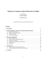 Making Verb Argument Adjunct Distinctions in English - Verbs Index