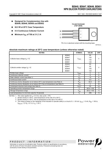 bd645, bd647, bd649, bd651 npn silicon power darlingtons - HEPHY