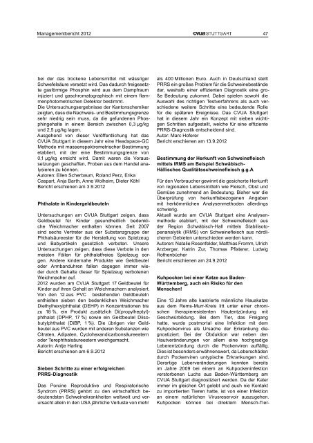 Managementbericht 2012 - CVUA Stuttgart