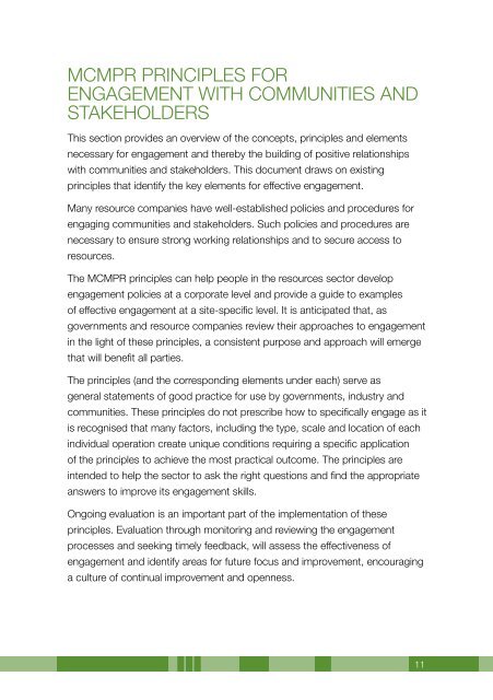 Principles for Engagement with Communities and Stakeholders