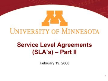 Service Level Agreements (SLA's) â Part II - Facilities Management