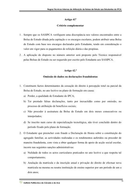 REGRAS TÉCNICAS INTERNAS PARA ATRIBUIÇÃO ... - SAS - IPCA