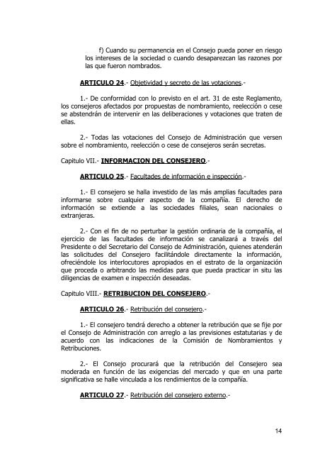 recomendaciones del CÃ³digo Unificado de Buen Gobierno. - Tubacex