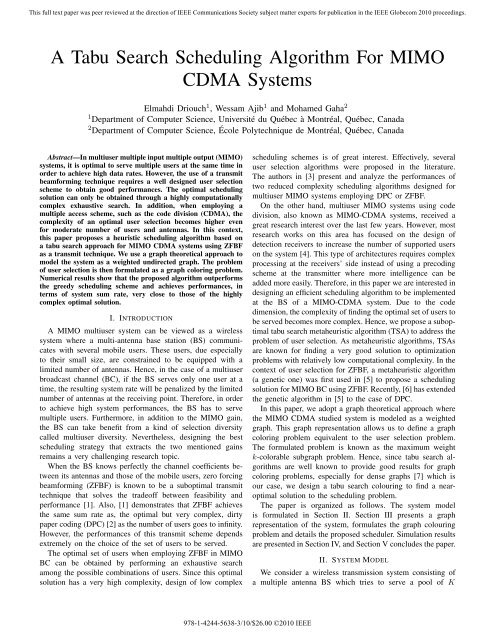 A Tabu Search Scheduling Algorithm For MIMO ... - IEEE Xplore