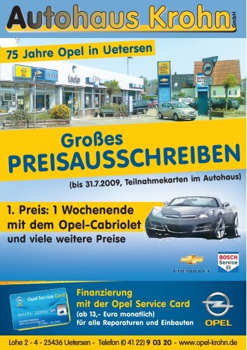 PREISAUSSCHREIBEN - Autohaus Krohn in Uetersen