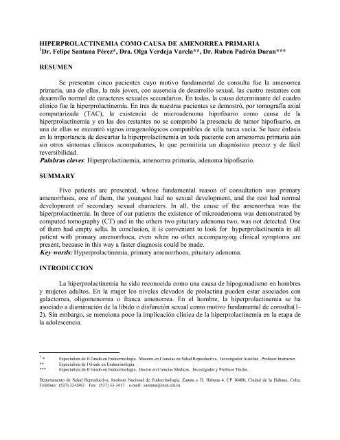 Hiperprolactinemia como causa de amonorrea primaria ... - CEMERA