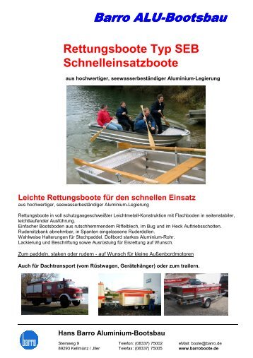 Gesamtprospekt ÃƒÂ¼ber SEB-Boote - Hans Barro Aluminium-Bootsbau