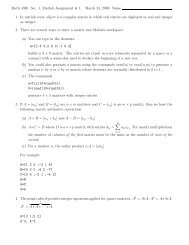 Math 4330 Sec. 1, Matlab Assignment # 1, March 24, 2006 Name 1 ...