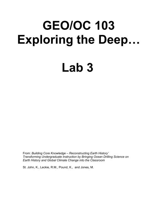 GEO/OC 103 Exploring the Deep… Lab 3 - Oregon State University