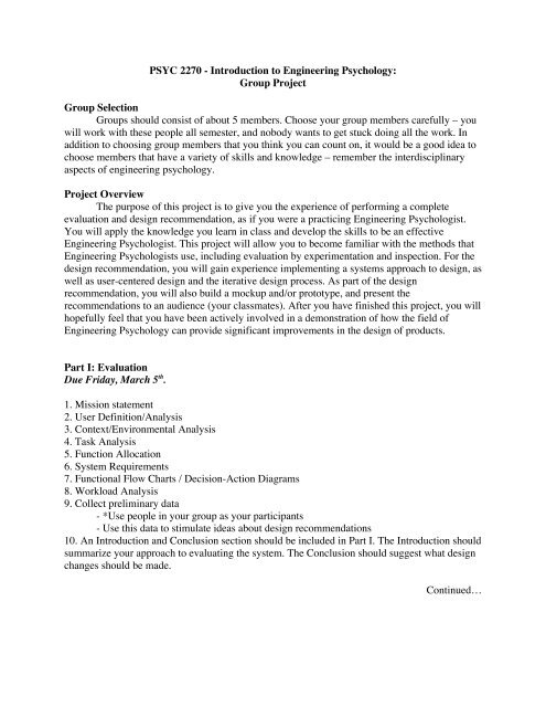 PSYC 2270 - Introduction to Engineering Psychology: Group Project ...