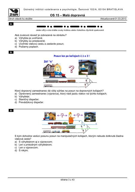 OS 15 â MalÃ¡ dopravnÃ¡ - Å½SR