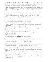 Math 133, Practice Problems: Conics, Parametric Equations and ...